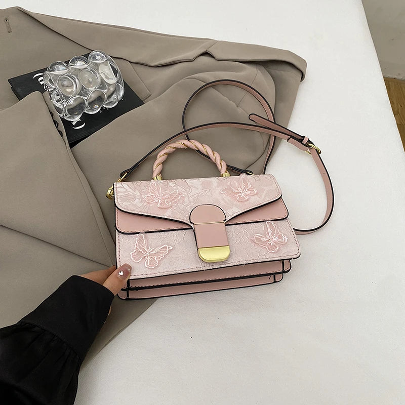 2025 New Lace Bow Shoulder Bag Lady Flap Pu Leather Messenger Bag Fashion Handbag Small Tote Classic Women Bag Square Bolsos