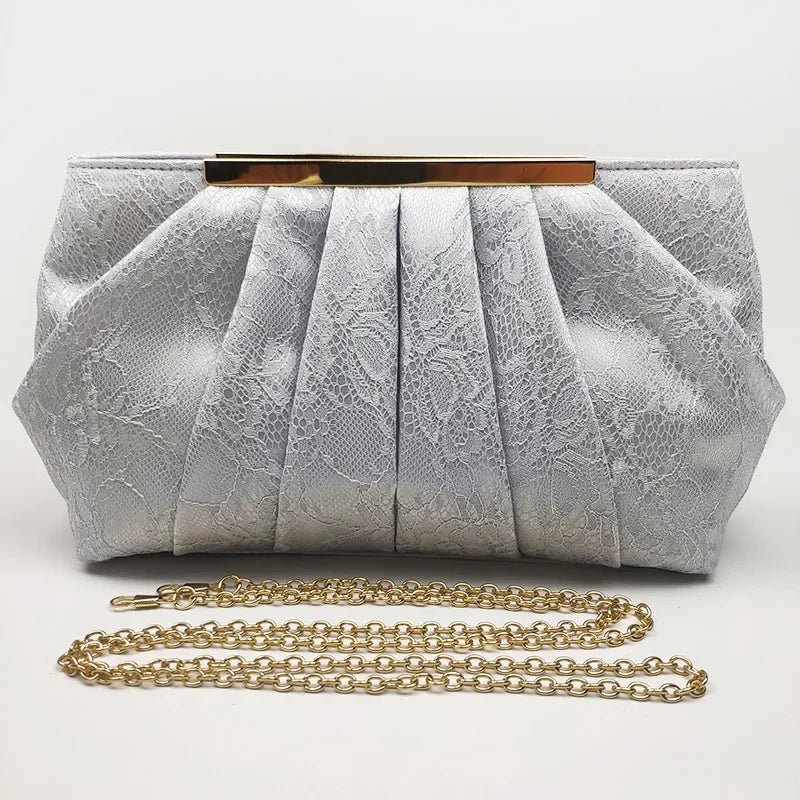 2023 New Lace Evening Bags Clutch Vintage  Bags Silver Luxury Handbags  Bolso Mujer Envelope Clutch Purse Female Messenger Bags