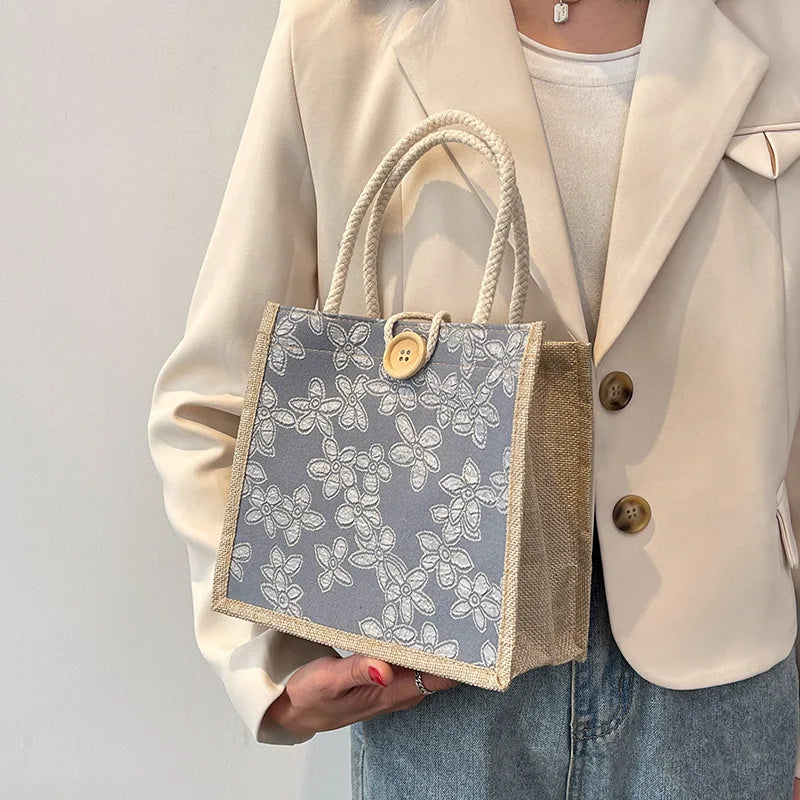 Linen Bags Handbag For Women Shopper Tote Bag Fashion Designer Bag Convenient Large-capacity For Travel Grocery Bag Organizer