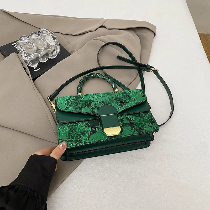 2025 New Lace Bow Shoulder Bag Lady Flap Pu Leather Messenger Bag Fashion Handbag Small Tote Classic Women Bag Square Bolsos