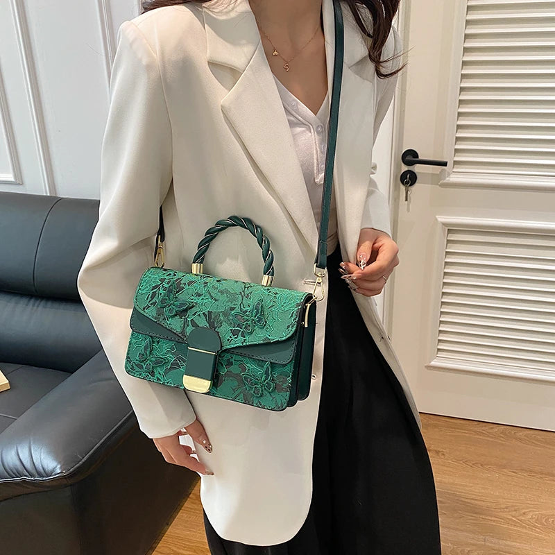 2025 New Lace Bow Shoulder Bag Lady Flap Pu Leather Messenger Bag Fashion Handbag Small Tote Classic Women Bag Square Bolsos
